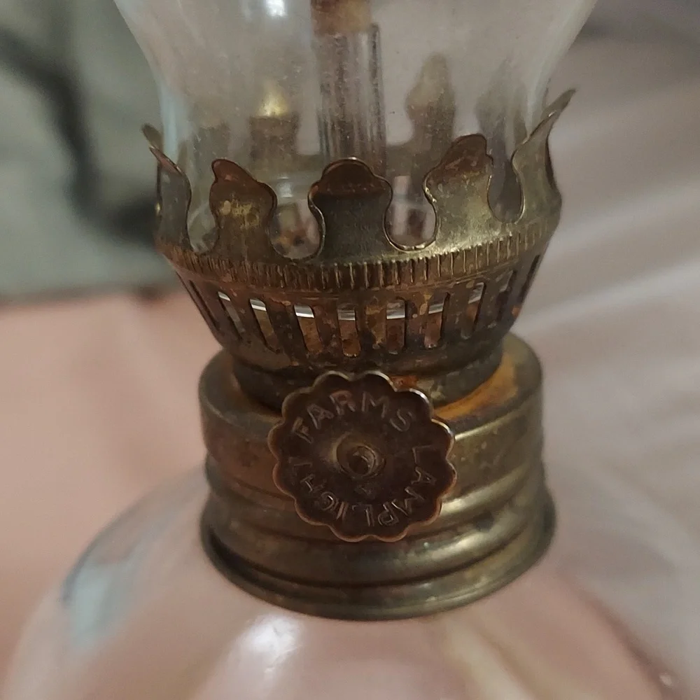 8 inch Lamplight Farms #2 Oil Lamp Clear Glass Ball Made In Italy